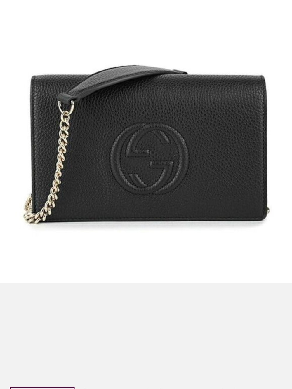 Gucci Black Pebbled Leather Double G Chain Crossbody